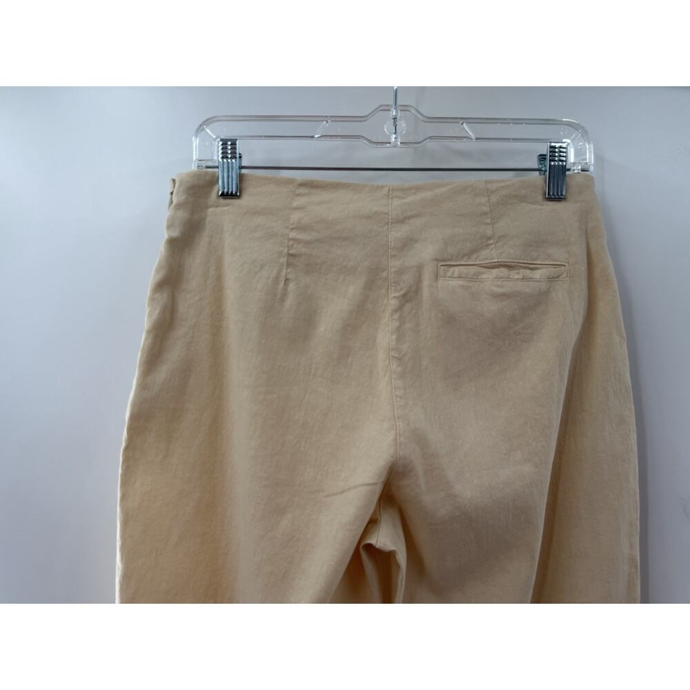 120% Lino Women’s Linen Pants Butter Yellow Beige Pull On Straight Leg M 44 NWT - Picture 7 of 9